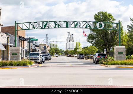 Manteno ist eine kleine Stadt im Kankakee County mit weniger als 10.000 Einwohnern. Das Dorf wurde 1869 eingegliedert. Stockfoto