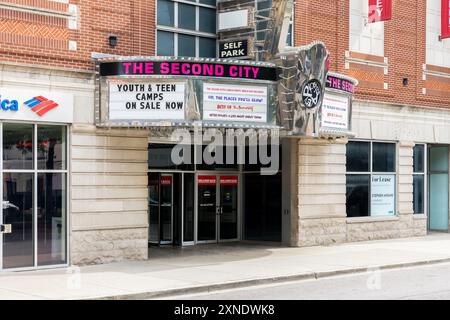 The Second City ist eine Improvisations-Comedy-Truppe, die 1959 gegründet wurde und der Ausgangspunkt vieler preisgekrönter Stars war. Stockfoto