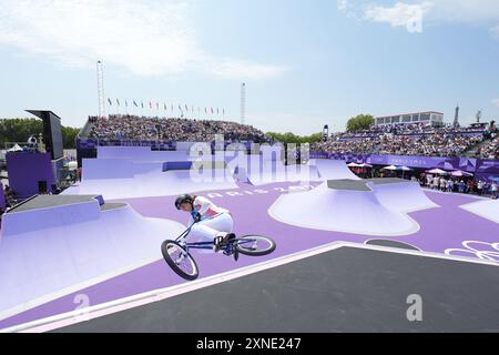 Paris, Frankreich. 31. Juli 2024. Laury Perez (FRA) tritt am 31. Juli 2024 bei den Olympischen Spielen in Paris 2024 im La Concorde 2 in Paris an. Foto: Nicolas Gouhier/ABACAPRESS. COM Credit: Abaca Press/Alamy Live News Stockfoto