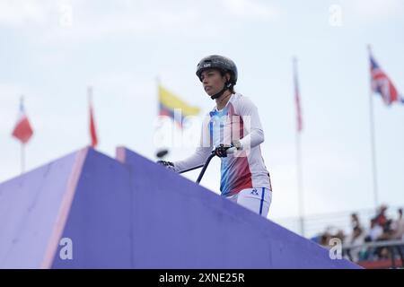 Paris, Frankreich. 31. Juli 2024. Laury Perez (FRA) tritt am 31. Juli 2024 bei den Olympischen Spielen in Paris 2024 im La Concorde 2 in Paris an. Foto: Nicolas Gouhier/ABACAPRESS. COM Credit: Abaca Press/Alamy Live News Stockfoto