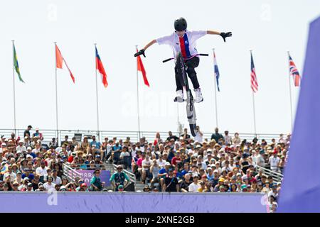 Iveta Miculycova aus Tschechien tritt am 31. Juli 2024 im BMX Freestyle Park-Finale der Olympischen Spiele in Paris an. (CTK Stockfoto