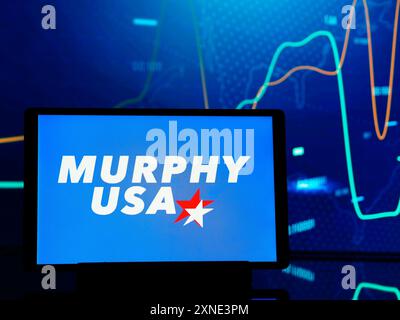 In dieser Abbildung ist ein Murphy USA Logo auf einem Tablet zu sehen. Stockfoto