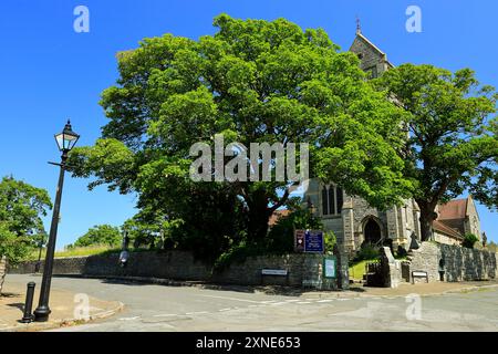 Sankt Augustiner Kirche, ein schönes Beispiel der viktorianischen Kirchengebäude von William Butterfield, Penarth, South Wales, UK gebaut. Stockfoto