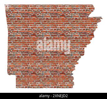 Symbolkarte des Bundesstaates Arkansas (Vereinigte Staaten von Amerika), die den Bundesstaat als Backsteinmauer zeigt Stockfoto