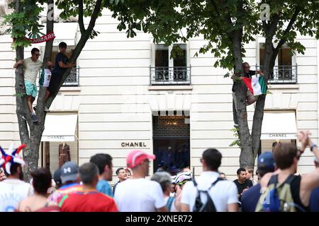 Paris, Frankreich. 31. Juli 2024. Zuschauer sehen den Triathlon der Männer bei den Olympischen Spielen 2024 in Paris, Frankreich, am 31. Juli 2024. Quelle: Li Ming/Xinhua/Alamy Live News Stockfoto