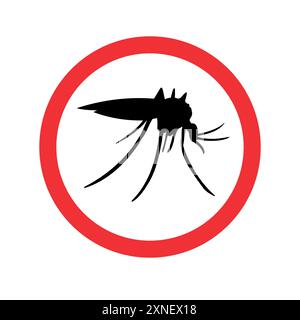 Vektormücke Silhouette im roten Kreis isoliert auf weißem Hintergrund Stock Vektor