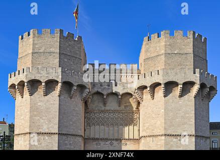 Torres de Serranos Valencia, Spanien Stockfoto