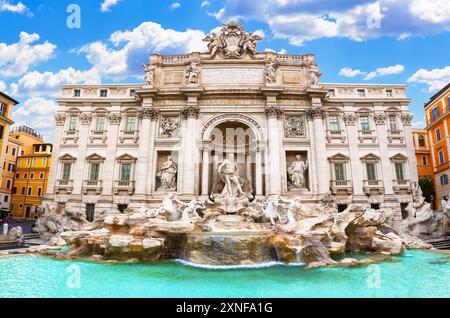 Fantastischer Blick auf den Trevi-Brunnen in Rom. Trevibrunnen oder Fontana di Trevi. Stockfoto