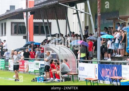 Gewitterabbruch GER, FV Weiler vs Leicester City, Fussball, Vorbereitung, Hinrunde, Saison 2024/25, 31.07.2024, Foto: Eibner-Pressefoto/Florian Wolf Stockfoto