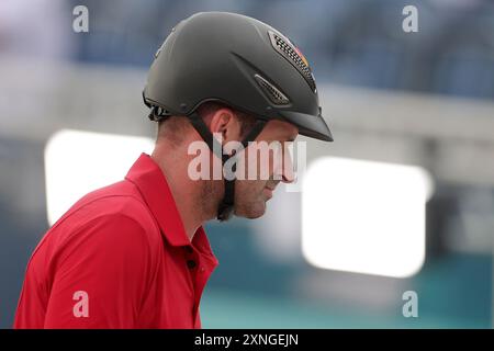 Versailles, Frankreich. 31. Juli 2024. Olympische Spiele, Paris 2024, Reitsport, Springreiten, Training, Philipp Weishaupt in Deutschland. Quelle: Rolf Vennenbernd/dpa/Alamy Live News Stockfoto