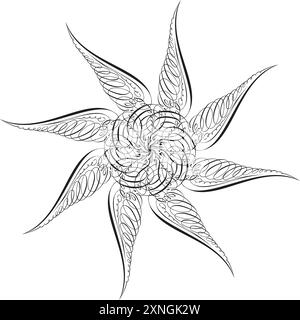 Stern im dekorativen Stil. Rundes Ornament. Kalligrafischer Stil. Vektorabbildung Stock Vektor