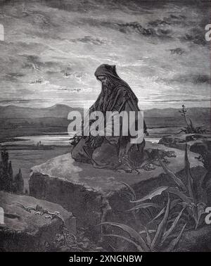 Holzgravierung des Propheten Jesaja von Gustave Dore aus der antiken Bibel des 19. Jahrhunderts Stockfoto