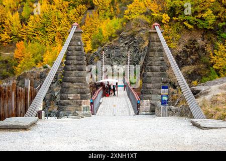 Kawarau Gorge Suspension Bridge - Neuseeland Stockfoto