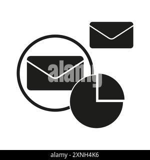 E-Mail-Symbolgruppe. Tortendiagramm-Symbol. Grafisches Element der Kommunikation. Vektorabbildung. Stock Vektor