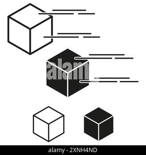 Symbole für Lieferbox. Verschiedene Stile. Vektorgrafik. Versandsymbol. Stock Vektor