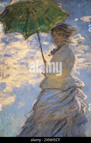 Gemälde von Claude Monet namens Frau mit einem Sonnenschirm - Madame Monet und ihr Sohn, gemalt 1875 Stockfoto