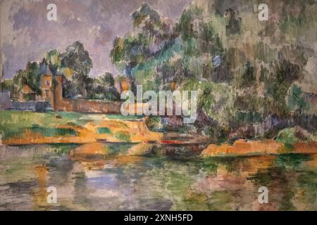 Gemälde von Paul Cezanne namens Riverbank, gemalt 1895 Stockfoto