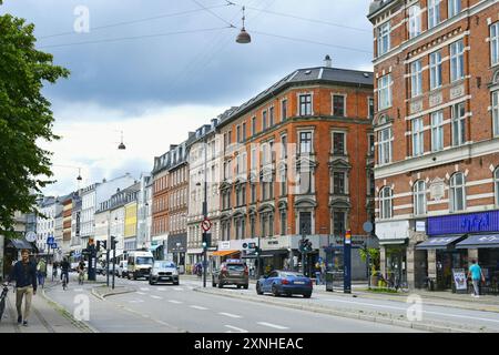 Gebäude im Stadtteil Vesterbro in Kopenhagen, Dänemark, Skandinavien. Stockfoto