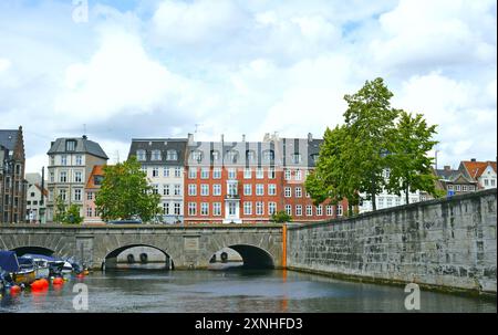 Panoramablick auf die Kanäle von Kopenhagen, Dänemark, Skandinavien. Stockfoto