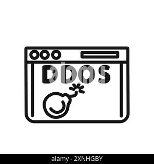 DDoS-Symbol lineares Vektorgrafik Zeichen oder Symbolsatz für Web-App-ui Stock Vektor