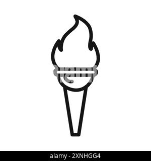Taschenlampe Flammensymbol lineares Vektorgrafik Zeichen oder Symbolsatz für Web-App-ui Stock Vektor