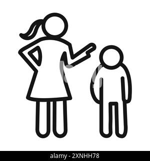 Eltern, die untergeordnetes Symbol für lineare Vektorgrafiken schälen, Zeichen oder Symbolsatz für die Web-App-ui Stock Vektor