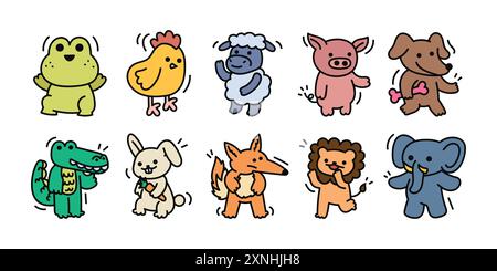 Niedliches Set Mit Tierpudeln Stock Vektor