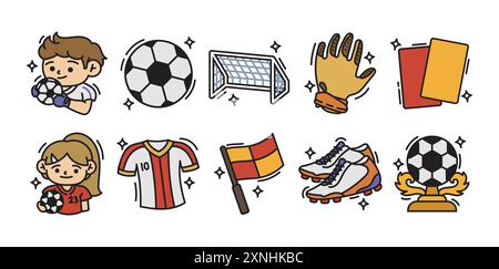Fußball-Doodle-Set Stock Vektor