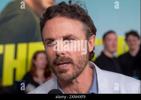 New York, Usa. 31. Juli 2024. NEW YORK, NEW YORK – JULI 31: Casey Affleck nimmt am 31. Juli 2024 an der New Yorker Premiere von Apple Original Films „The Instigators“ im Jazz im Lincoln Center Teil. Quelle: Ron Adar/Alamy Live News Stockfoto