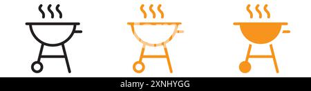 BBQ Icon Web Design Logo Set Kollektion in flachem Vektor Stock Vektor