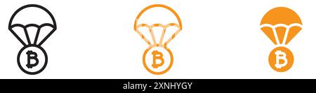 Bitcoin Airdrop Icon Webdesign Logo Set Kollektion in flachem Vektor Stock Vektor