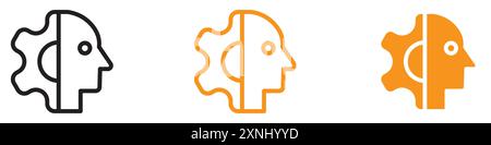 Cyborg Icon Logo Set Kollektion im Webdesign in flachem Vektor Stock Vektor