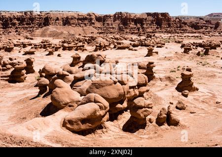 Ungewöhnliche Felsformationen im Goblin Valley State Park in Utah, USA Stockfoto