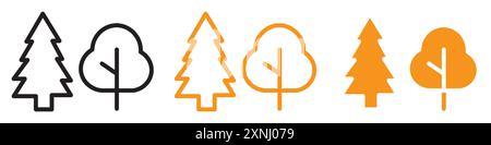 Design-Set aus Forest and Park Trees Icon Kollektion in flachem Vektor Stock Vektor