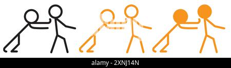 Mann schiebt eine andere Person Icon Web Design Logo Set Sammlung in flachen Vektor Stock Vektor
