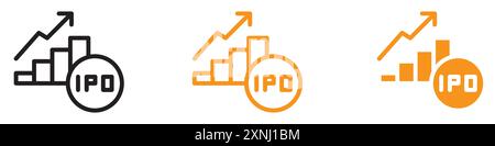 IPO Initial Public Offering Icon Web Design Logo Set Kollektion in flachem Vektor Stock Vektor