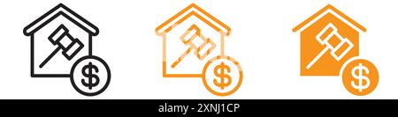 Real Estate Auction Icon Web Design Logo Set Kollektion in flachem Vektor Stock Vektor
