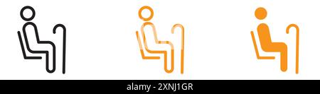Senioren oder alter Mann sitzend Icon Web Design Logo Set Sammlung in flachen Vektor Stock Vektor