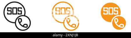 SOS Emergency Icon Web Design Logo Set Kollektion in flachem Vektor Stock Vektor