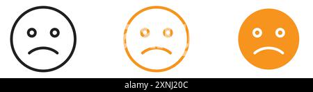 Sad, Upset oder Lonely Emoticon Icon Web Design Logo Set Kollektion in flachem Vektor Stock Vektor