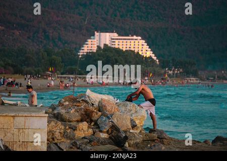 18 Juni 2024 Selcuk Izmir Türkei . Pamucak Beach bei Sonnenuntergang Stockfoto