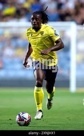 Greg Leigh von Oxford United während des Freundschaftsspiels vor der Saison im Kassam Stadium in Oxford. Bilddatum: Mittwoch, 31. Juli 2024. Stockfoto