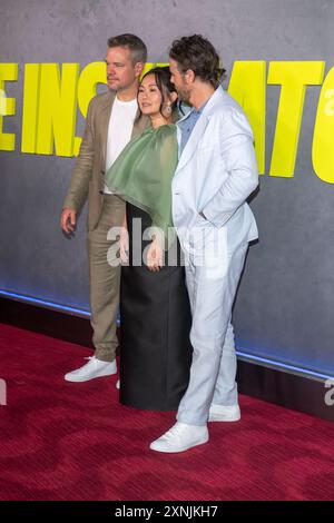 New York City, Usa. 31. Juli 2024. Matt Damon, Hong Chau und Casey Affleck besuchen die New Yorker Premiere von Apple Original Films „The Instigators“ im Jazz im Lincoln Center in New York City. Quelle: SOPA Images Limited/Alamy Live News Stockfoto