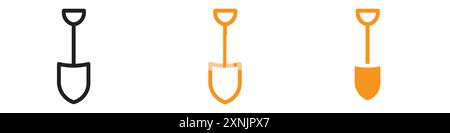 SET-Kollektion im Webdesign mit kurzem Spaten-Symbol im Vektor Stock Vektor