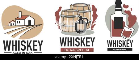 Handgefertigte Whiskey-Flaschen Vektor-Design Stock Vektor