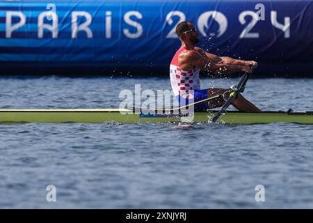 Zagreb, Kroatien. August 2024. PARIS, FRANKREICH - 1. AUGUST: Damir Martin vom Team Kroatien tritt am 6. Tag der Olympischen Spiele Paris 2024 im Nautikstadion Vaires-Sur-Marne am 1. August 2024 in Paris an. Foto: Igor Kralj/PIXSELL Credit: Pixsell/Alamy Live News Stockfoto