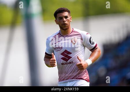 Lione, Francia. Juli 2024. Torino Che Adams während des Freundschaftsspiels zwischen Bourgoin Jallieu und Torino FC im STADE PIERRE RAJON in Lione. August 2024. Sport - Fußball - EXKLUSIVER TORINO FC (Foto: Fabio Ferrari/LaPresse) Credit: LaPresse/Alamy Live News Stockfoto