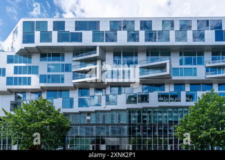 Wohnsiedlung in Orestad, moderne Architektur, Kopenhagen, Dänemark, Stockfoto