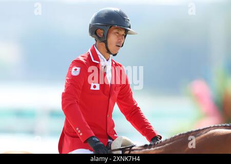 Versailles, Frankreich. August 2024. Taizo Sugitani (JPN) Equestrian : Qualifikation des Springteams bei den Olympischen Spielen 2024 in Paris im Chateau de Versailles in Versailles, Frankreich. Quelle: YUTAKA/AFLO SPORT/Alamy Live News Stockfoto