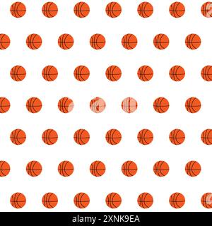 Flaches, nahtloses Design für Basketballkugeln. Moderne bunte Illustration für Flyer, Banner, Web und Print. Kugeln auf weißem Hintergrund. Stock Vektor